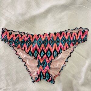 Shade & Shore Colorful Ruffled Patterned Bikini Bottom